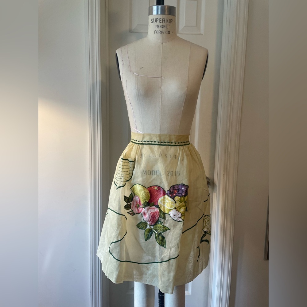 Vintage organza apron with fruit